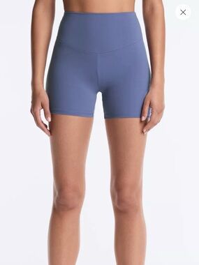 Oysho Comfortlux high-rise 10cm hot shorts in Mid-washed blue